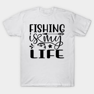 Wishing I Was Fishing - Less Talk More Fishing - Gift For Fishing Lovers, Fisherman - Black And White Simple Font T-Shirt